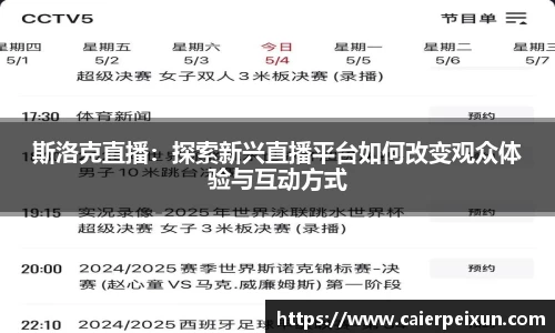 斯洛克直播:探索新兴直播平台如何改变观众体验与互动方式